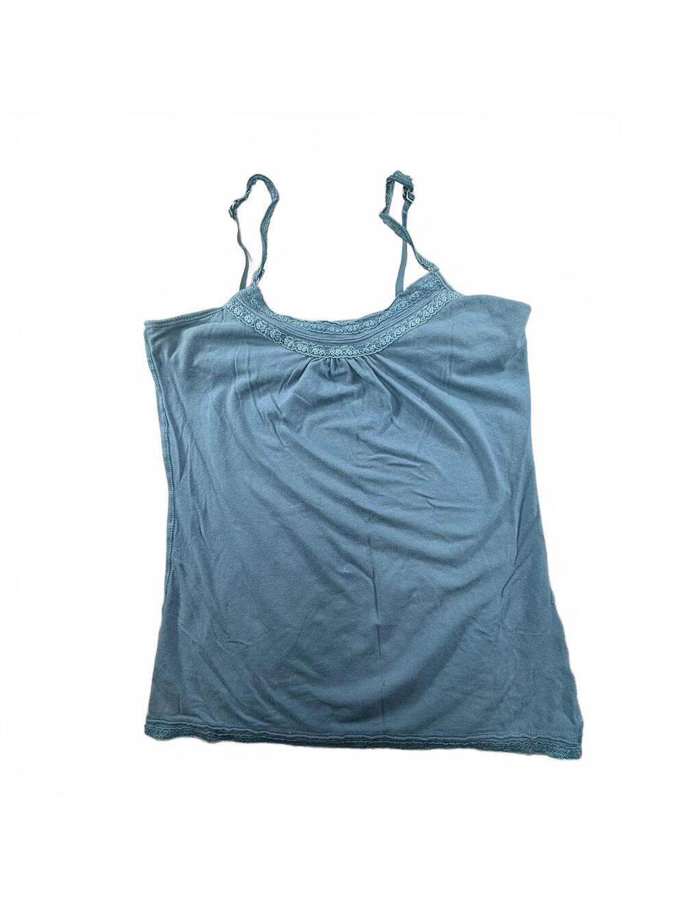 SO Vintage Inspired American Eagle Blue Lace Trim Cami Tank Top large
